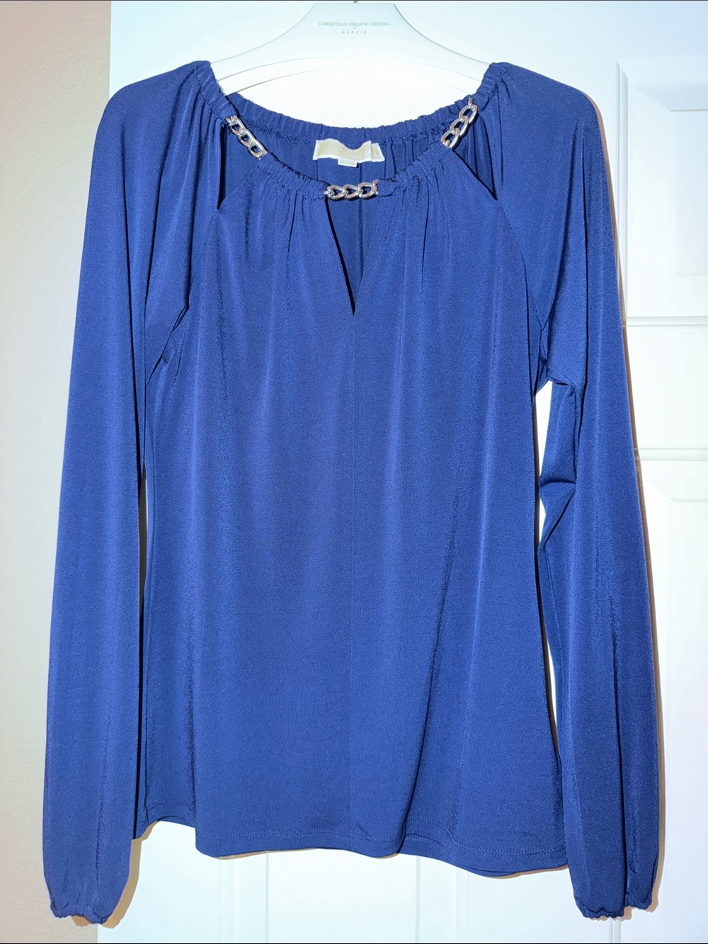 MICHAEL Michael Kors Royal Blue Long Sleeve Top with Chain Detail